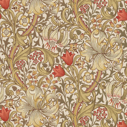 Golden Lily Wallpaper - Biscuit/Brick - Morris & Co - 216869 - Morris Wallpaper