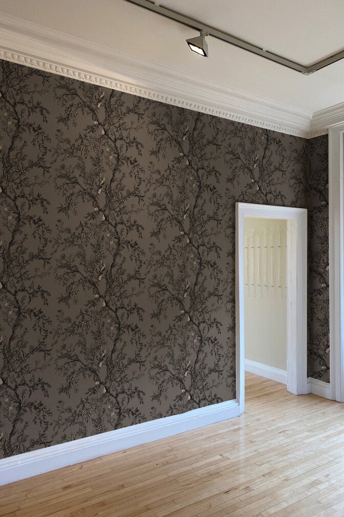 Golden Oriole Superwide Wallpaper - Dark Grey - Timorous Beasties - SWP/GOR/02 - Premier Wallcovering