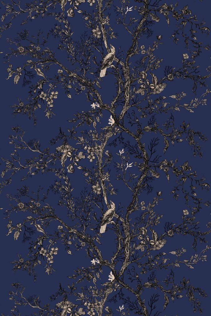 Golden Oriole Superwide Wallpaper - Navy - Timorous Beasties - SWP/GOR/03 - Premier Wallcovering