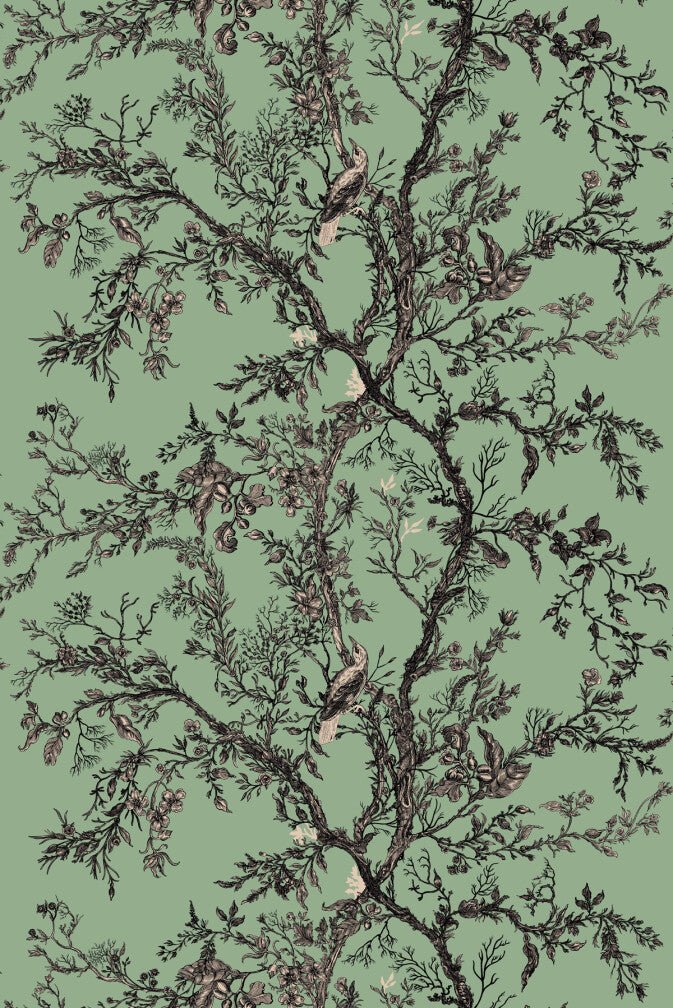 Golden Oriole Superwide Wallpaper - Georgian Mint - Timorous Beasties - SWP/GOR/04 - Premier Wallcovering