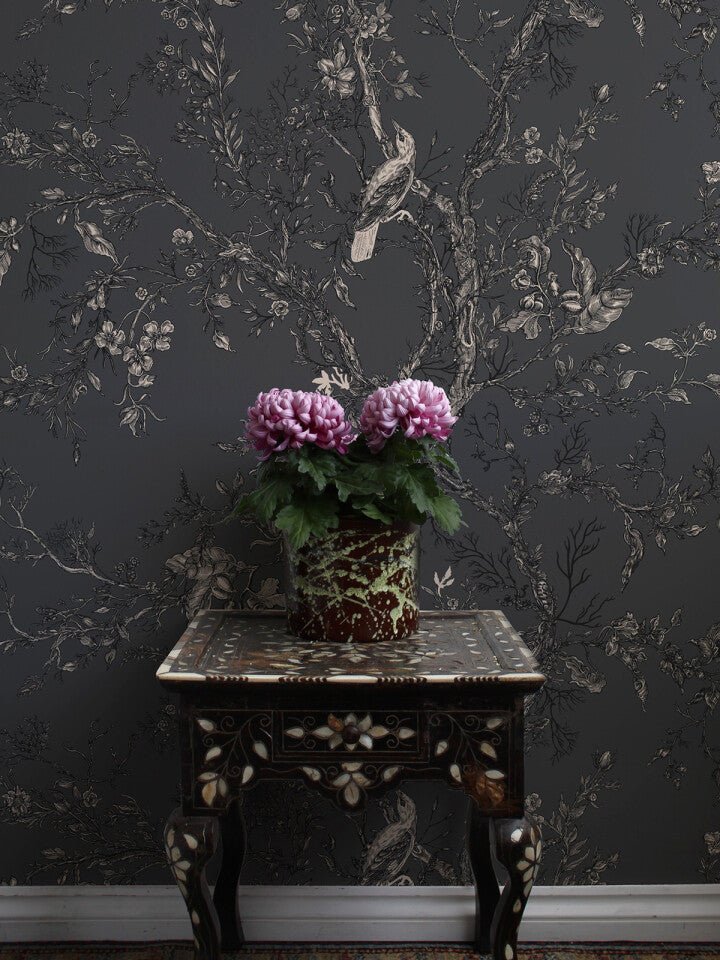 Golden Oriole Superwide Wallpaper - Black - Timorous Beasties - SWP/GOR/06 - Premier Wallcovering