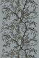 Golden Oriole Velvet Fabric - Black & Gold on Pewter - Timorous Beasties - GOR/40903/01 - Premier Wallcovering