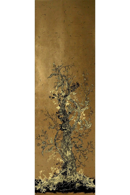 Golden Oriole Wallpaper Panel - Gold  - Timorous Beasties - RUS/GOR/DL/02 - Premier Wallcovering