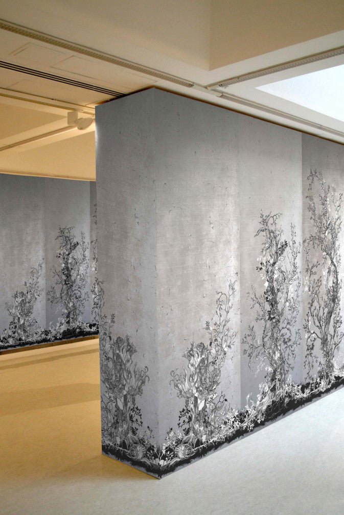 Golden Oriole Wallpaper Panel - Silver  - Timorous Beasties - RUS/GOR/SL/03 - Premier Wallcovering