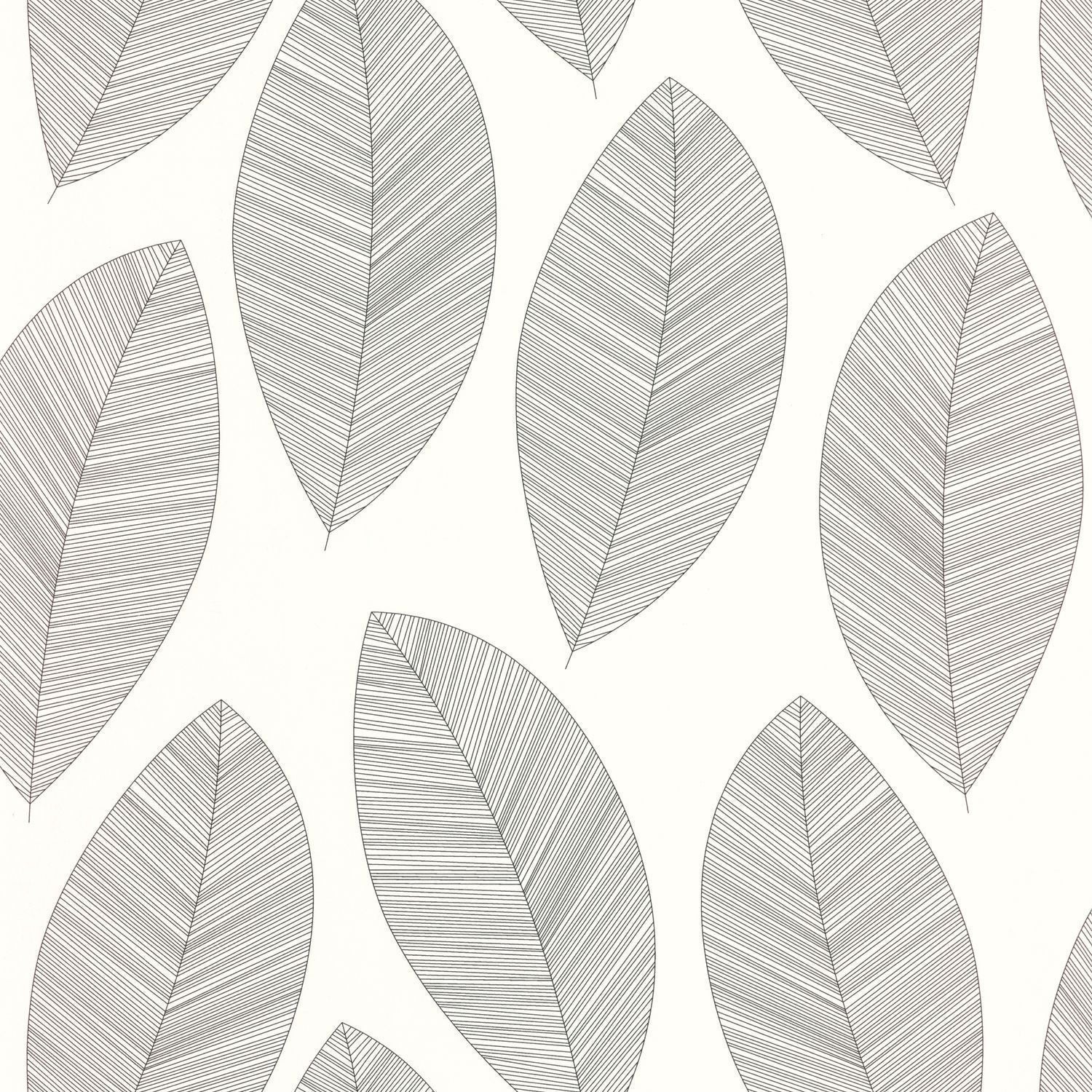Graphic Leaves Wallpaper - Blanc Noir - Caselio - 104310927