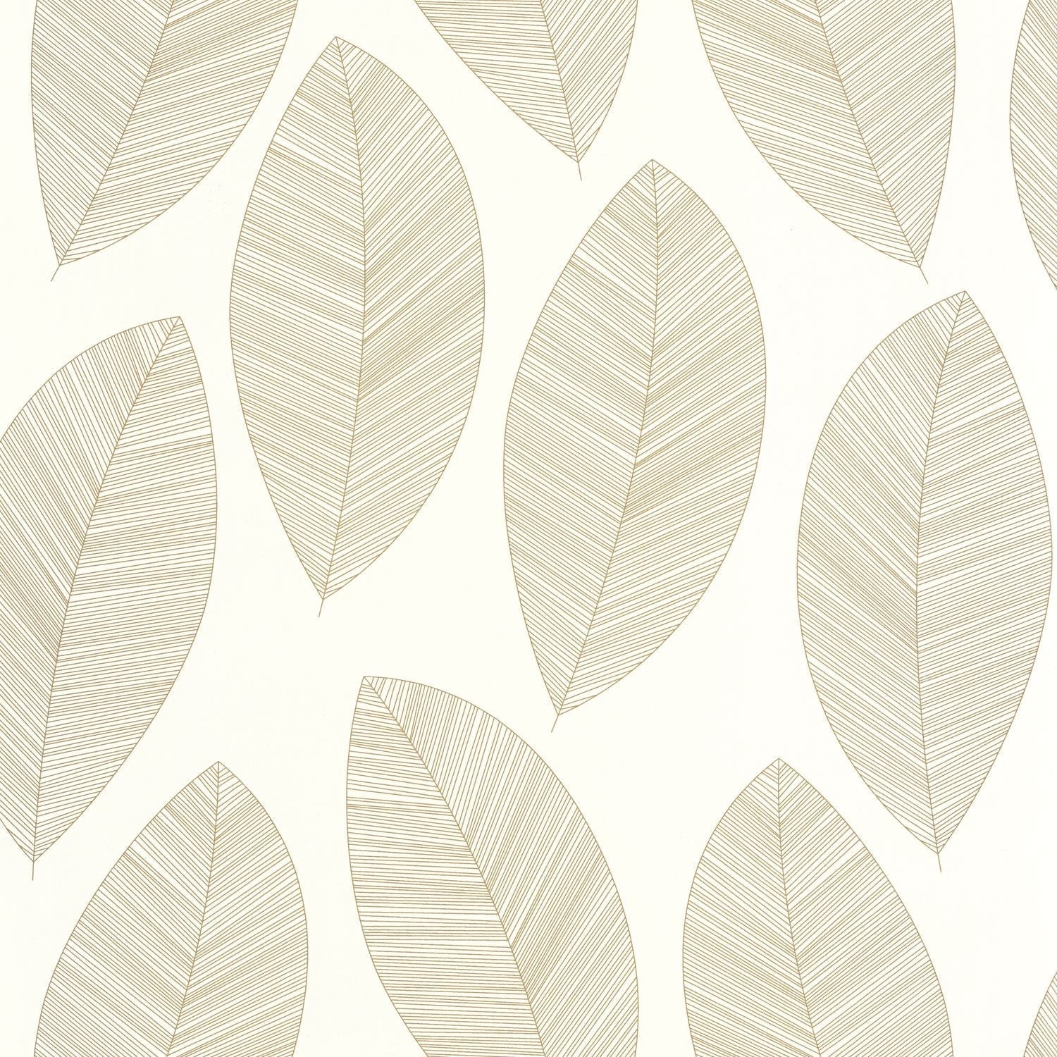 Graphic Leaves Wallpaper - Blanc - Caselio - 104310213