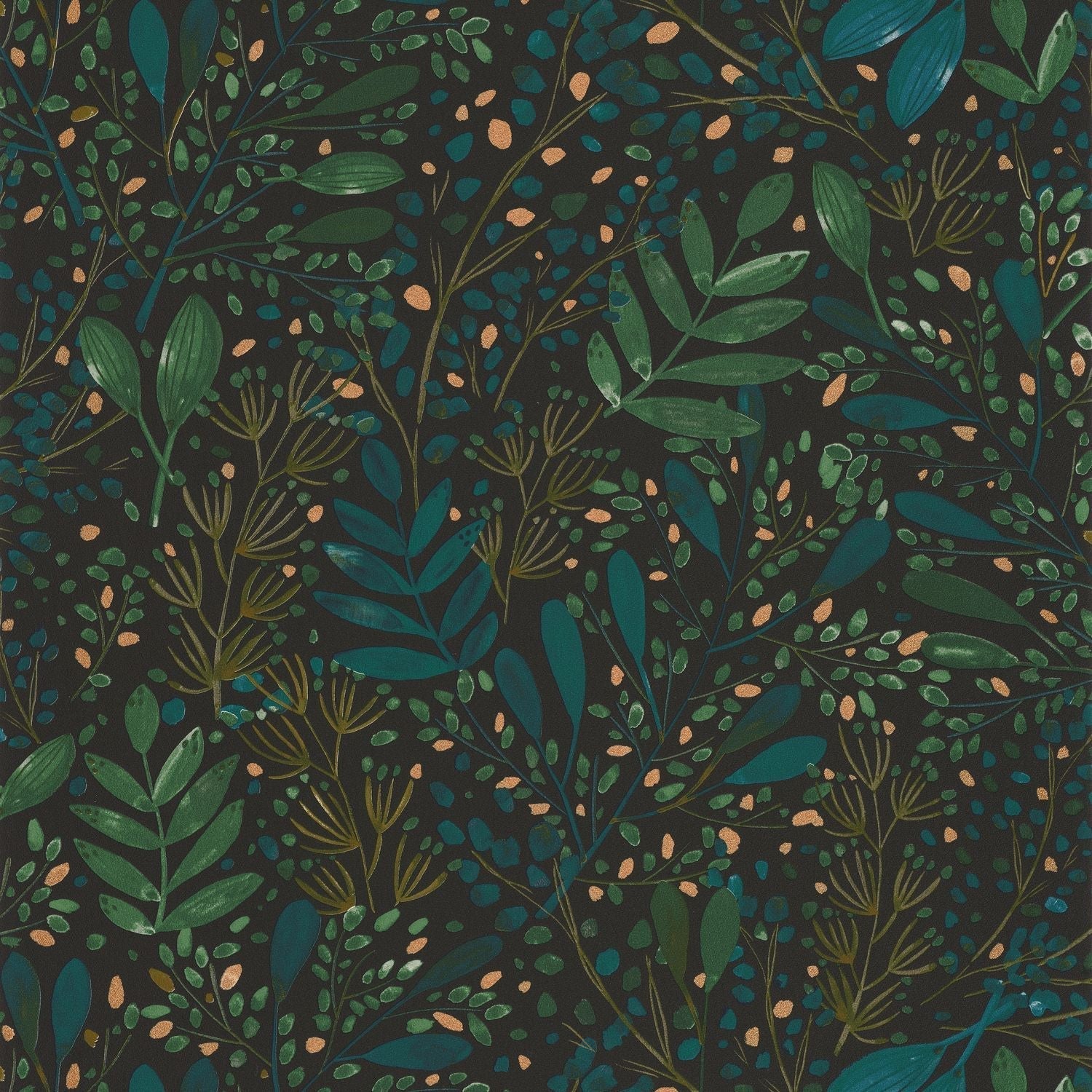 Green Life Joy Wallpaper - Vert Bleu - Caselio - 101697692