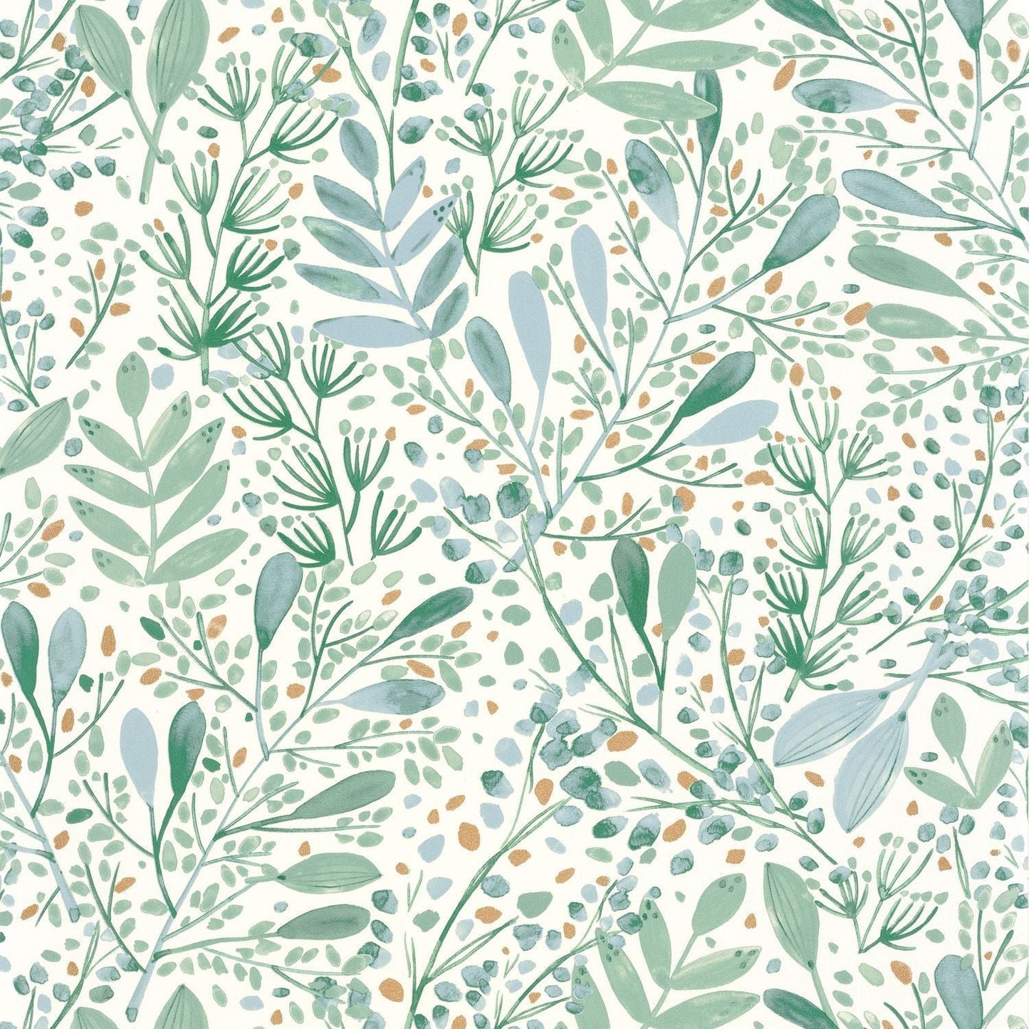 Green Life Joy Wallpaper - Bleu Grise - Caselio - 101697620