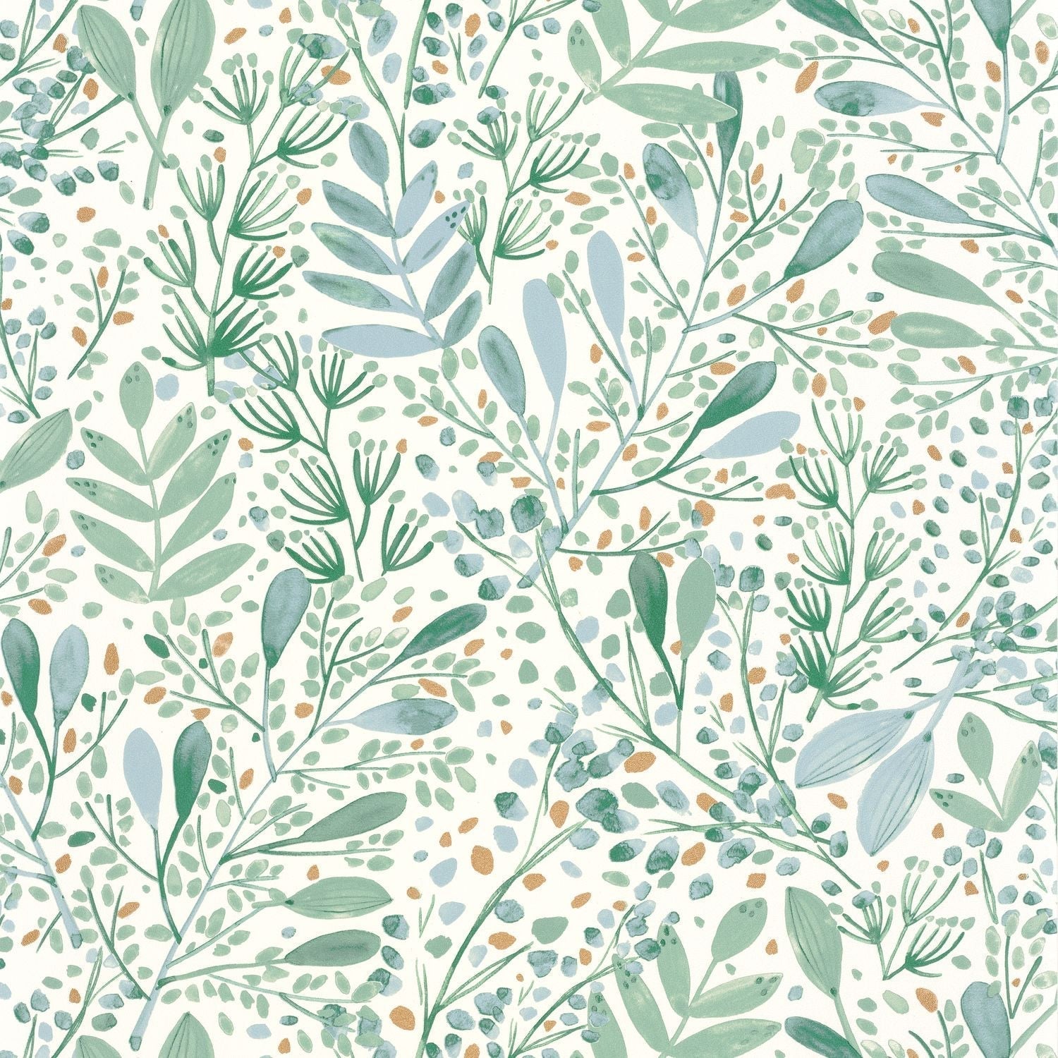 Green Life Joy Wallpaper - Bleu Grise - Caselio - 101697620
