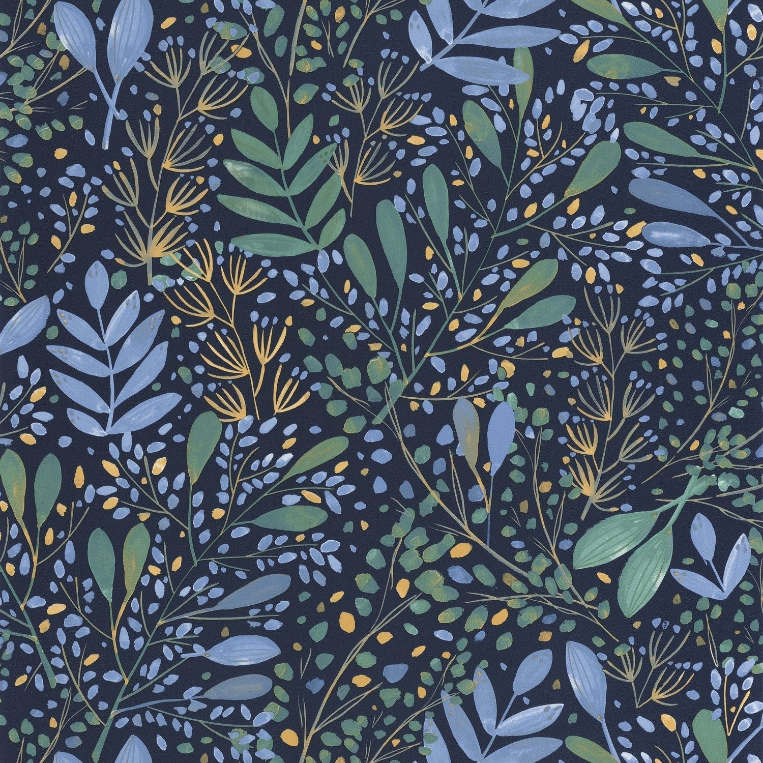 Green Life Joy Wallpaper - Bleu Indigo - Caselio - 101699785