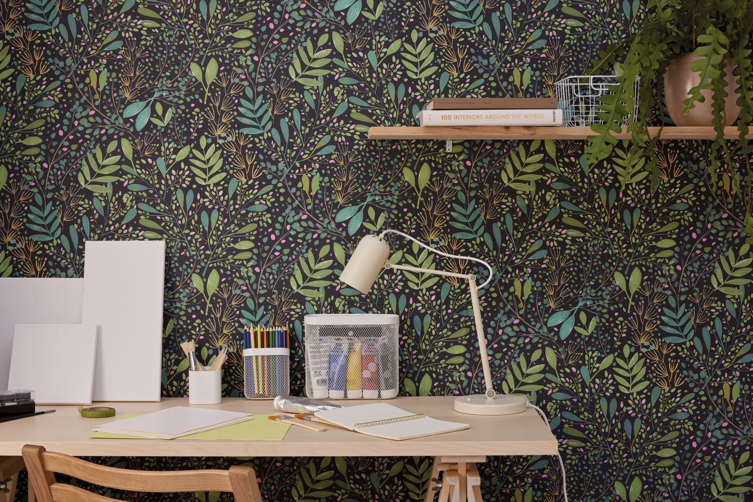Green Life Joy Wallpaper - Vert Noir - Caselio - 101699791