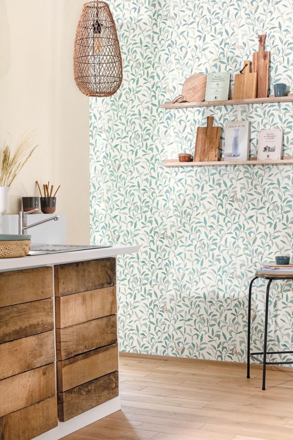 Green Life Sweet Wallpaper - Bleu Grise - Caselio - 101716023