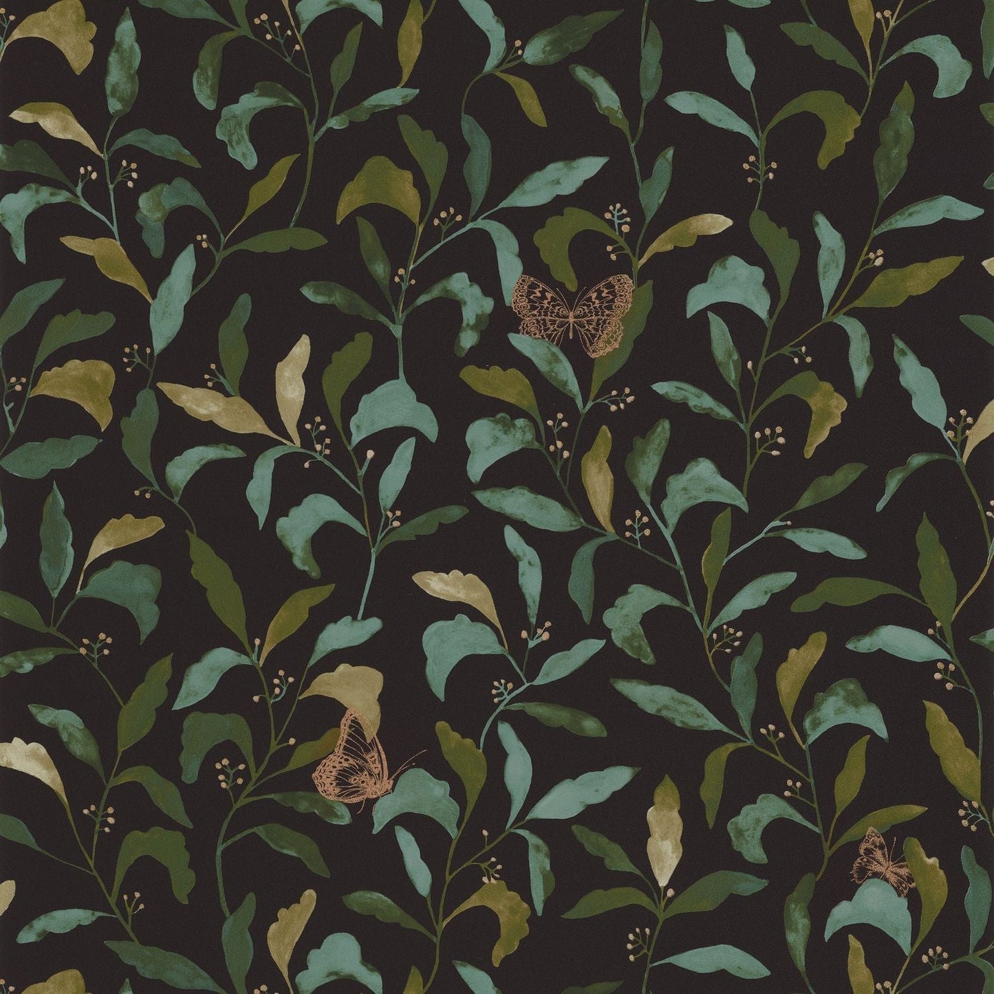 Green Life Sweet Wallpaper - Fond Noir - Caselio - 101717122
