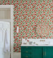 Hampton Roses Wallpaper - Rouge & Spring Green on Parchment - 118/7013 - Cole & Son - Premier Wallcovering