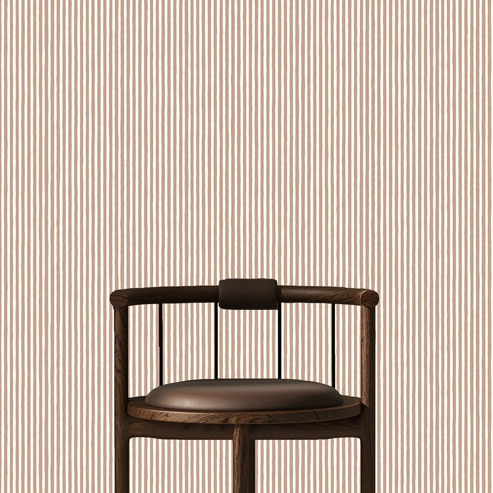 Hand Painted Stripe Wallpaper - Ham Pink - Cotswold White - Josephine Munsey - HPS-012-048 - Premier Wallcovering