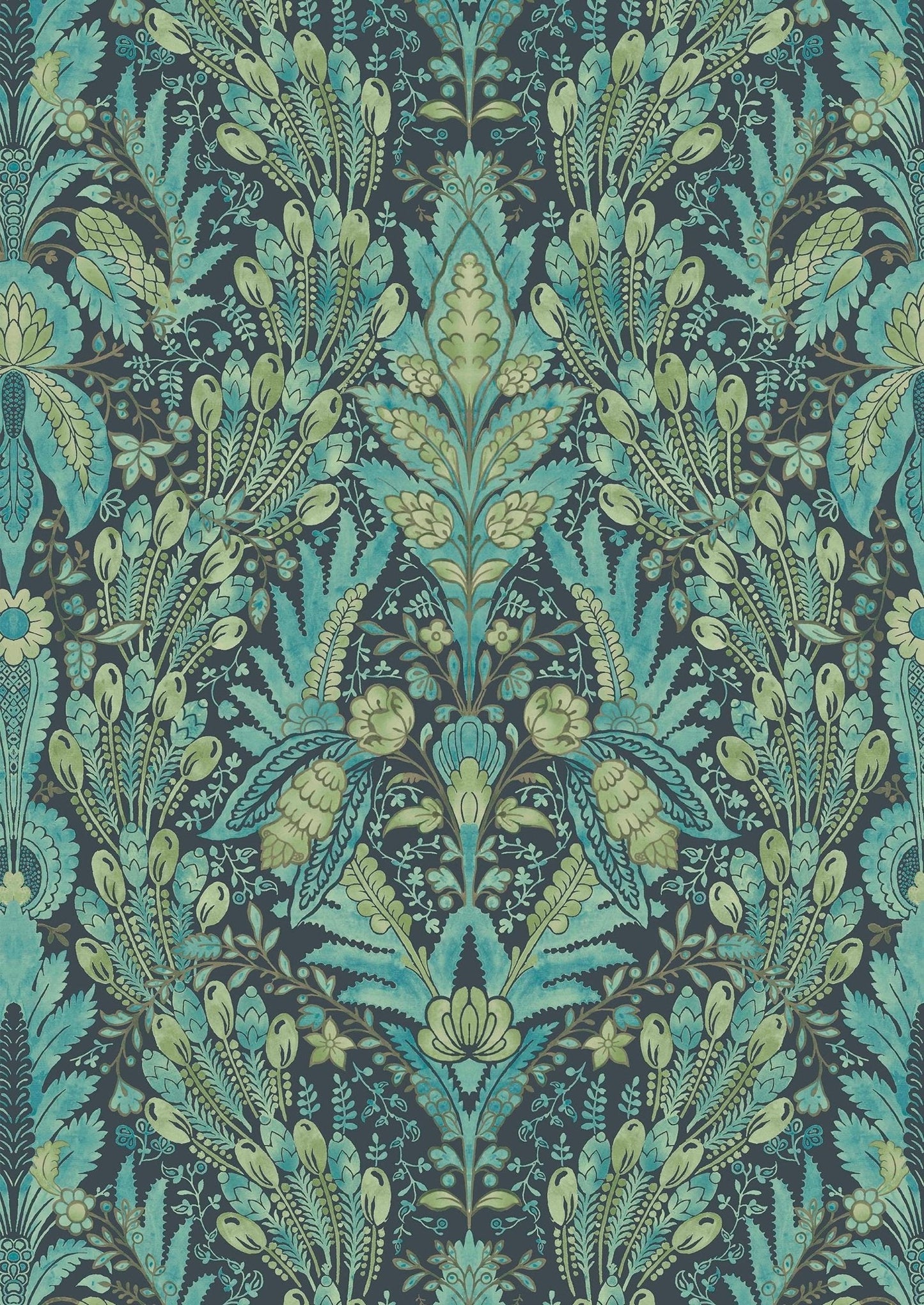 Hawksmoor Wallpaper - Peacock - Lewis & Wood - Premier Wallcovering