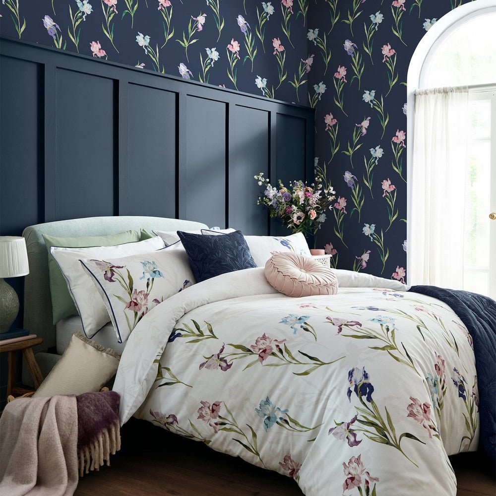 Hawling Irises Wallpaper - Midnight Seaspray - Laura Ashley - 127399 - Premier Wallcovering