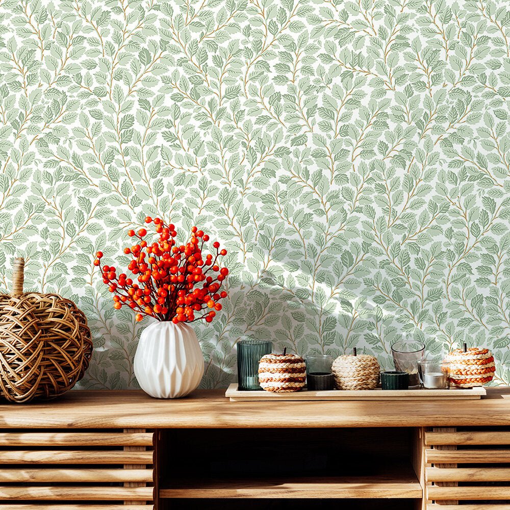 Hazel Wallpaper - Light Green - Boråstapeter - 7662 - Premier Wallcovering