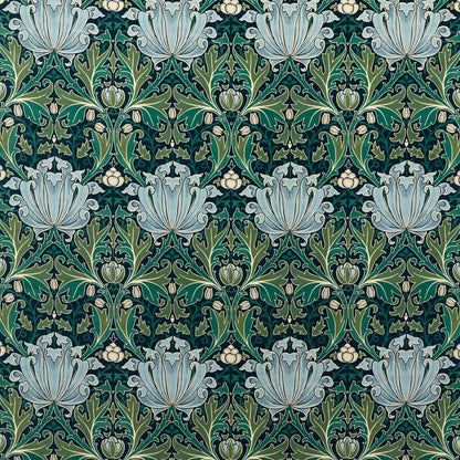 Helena Velvet Fabric - Indigo/Boughs - Morris & Co - 227237 - Premier Wallcovering
