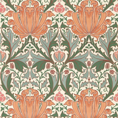 Helena Wallpaper - Peach/Teal - 217361 - Morris & Co