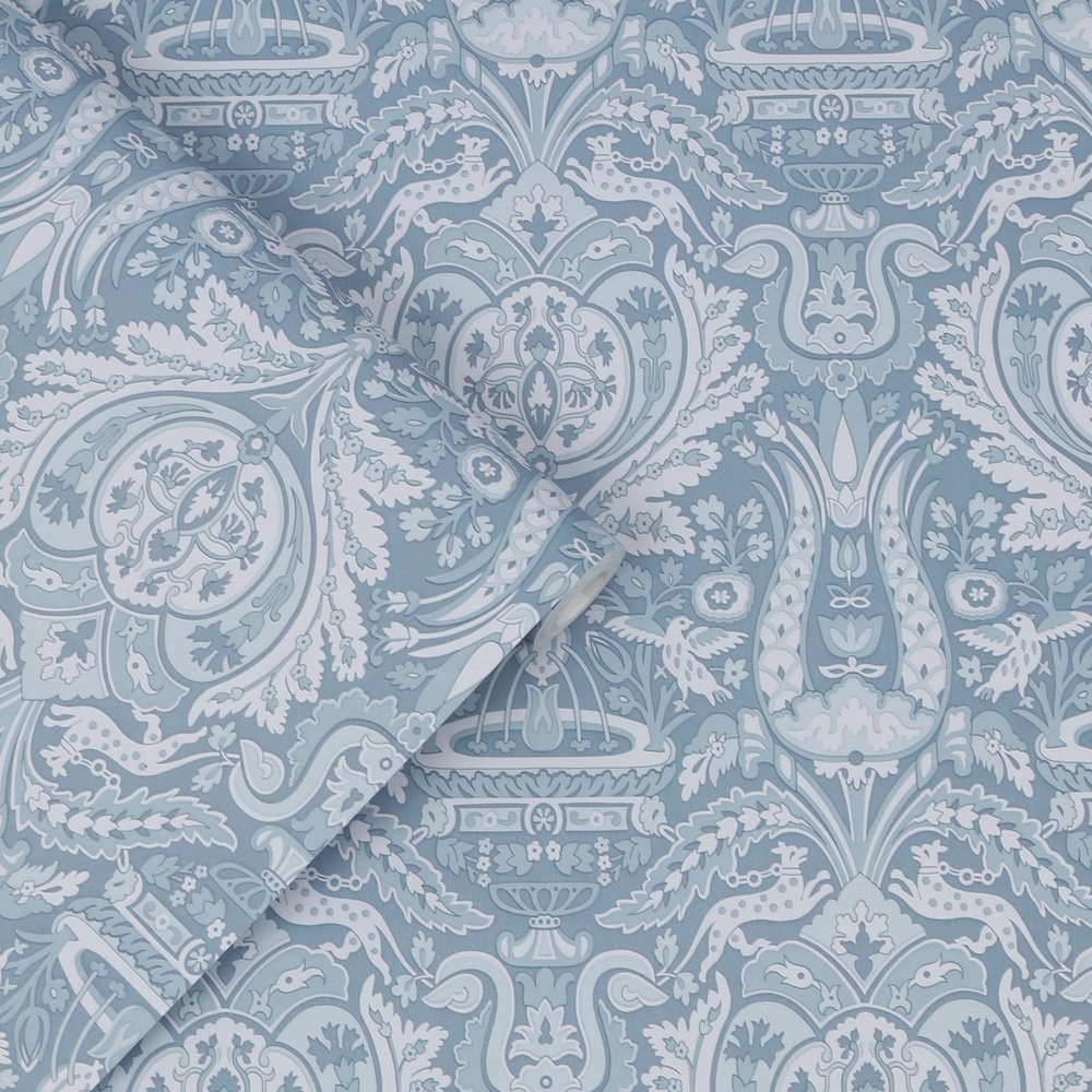 Heraldic Damask Wallpaper - Dusky Seaspray - Laura Ashley - 113409 - Premier Wallcovering