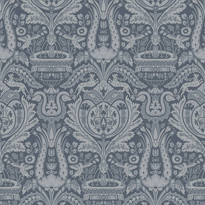Heraldic Damask Wallpaper - Dusky Seaspray - Laura Ashley - 113409 - Premier Wallcovering