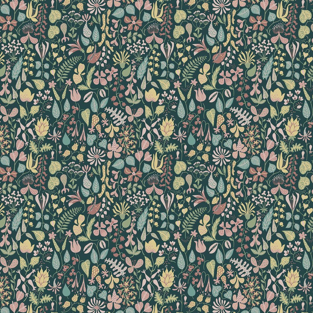 Herbarium Wallpaper - Green multi - coloured - Boråstapeter - 1976 - Premier Wallcovering
