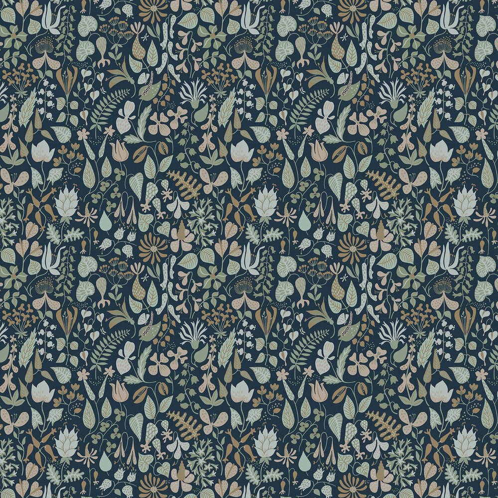 Herbarium Wallpaper - Blue - Boråstapeter - 1977 - Premier Wallcovering
