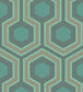 Hicks' Grand Wallpaper - Metallic Gilver & Teal on Dark Viridian - 95/6034 - Cole & Son - Premier Wallcovering