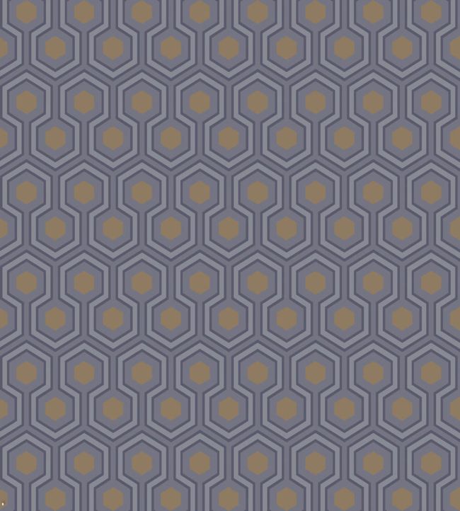 Hicks' Hexagon Wallpaper - Soot & Metallic Bronze on Slate Grey - 95/3015 - Cole & Son - Premier Wallcovering