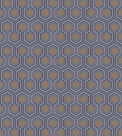 Hicks' Hexagon Wallpaper - Soot & Metallic Bronze on Slate Grey - 95/3015 - Cole & Son - Premier Wallcovering