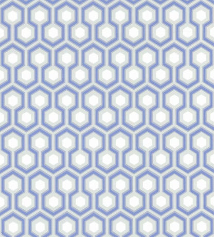 Hicks' Hexagon Wallpaper - Hyacinth Blue & White on Cool Parchment - 66/8054 - Cole & Son - Premier Wallcovering