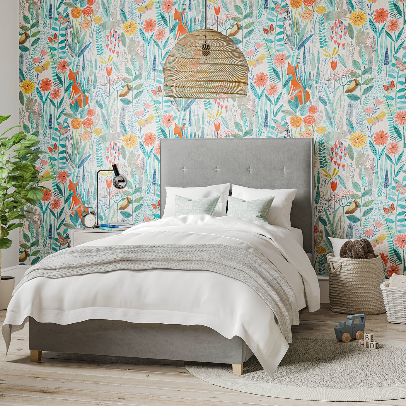 Hide and Seek Wallpaper - Poppy/Marine/Ochre - Harlequin - HLTF112633