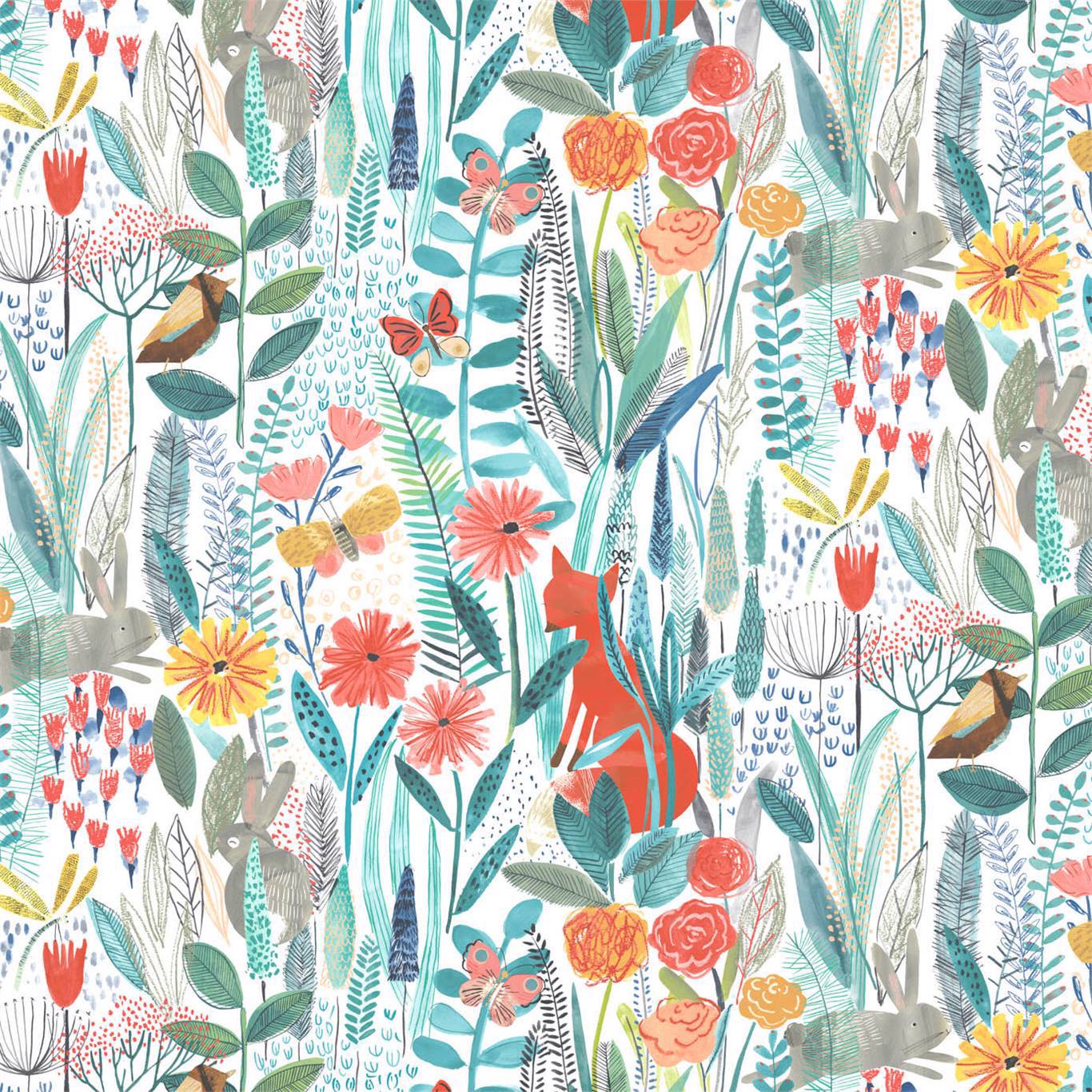 Hide and Seek Wallpaper - Poppy/Marine/Ochre - Harlequin - HLTF112633