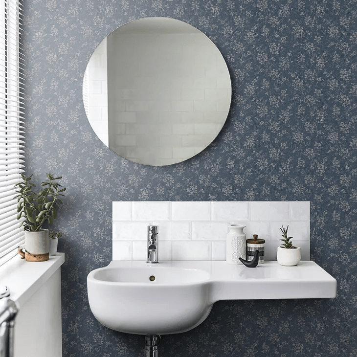 Hip Rose Wallpaper - Blue - Boråstapeter - 1177 - Premier Wallcovering