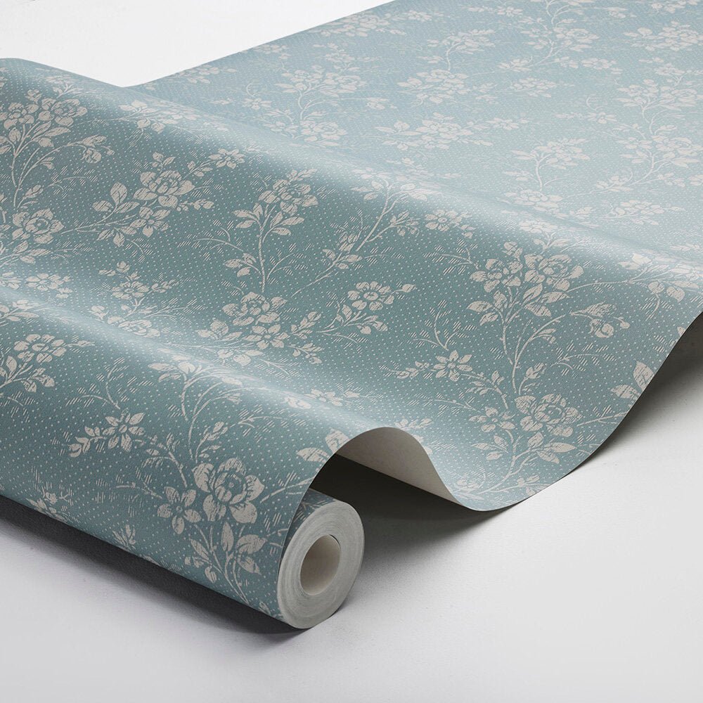 Hip Rose Wallpaper - Light Blue - Boråstapeter - 4728 - Premier Wallcovering