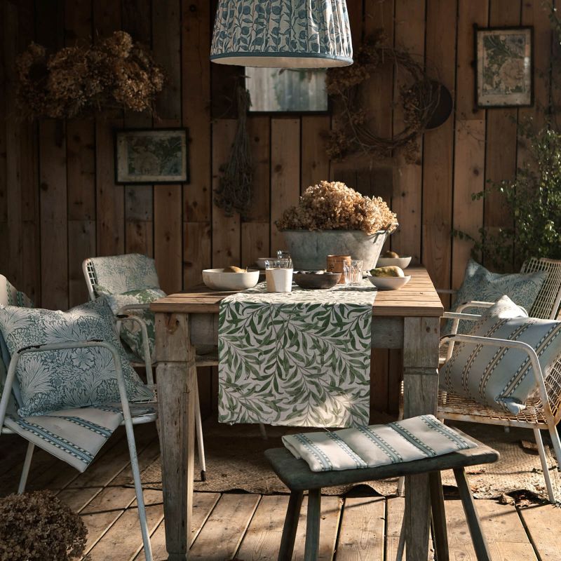 Holland Park Stripe Outdoor Fabric - Sage/Linen - Morris & Co - 227118 - Premier Wallcovering