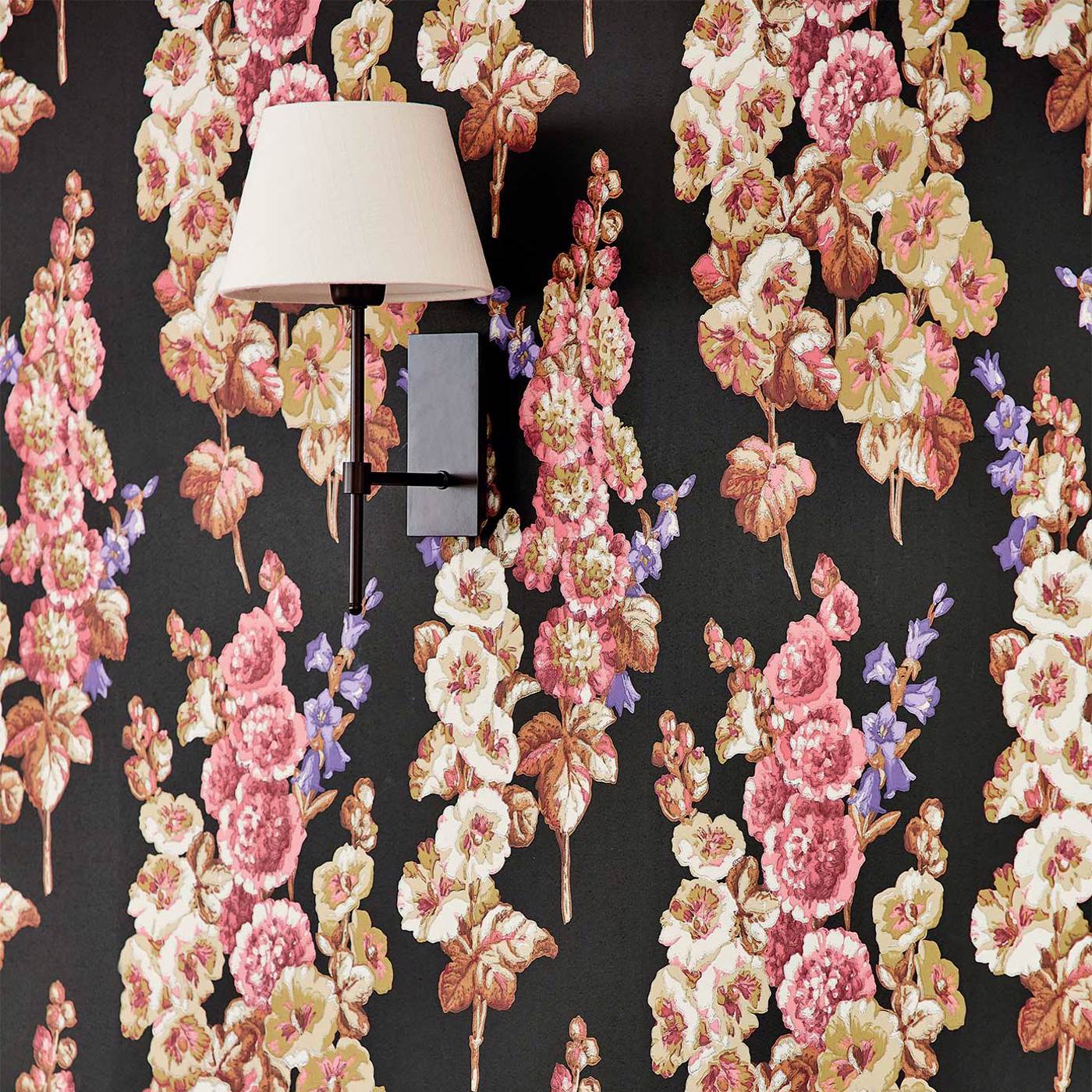 Hollyhocks Wallpaper - Copper/Rhodera - DOSW217032 - Sanderson