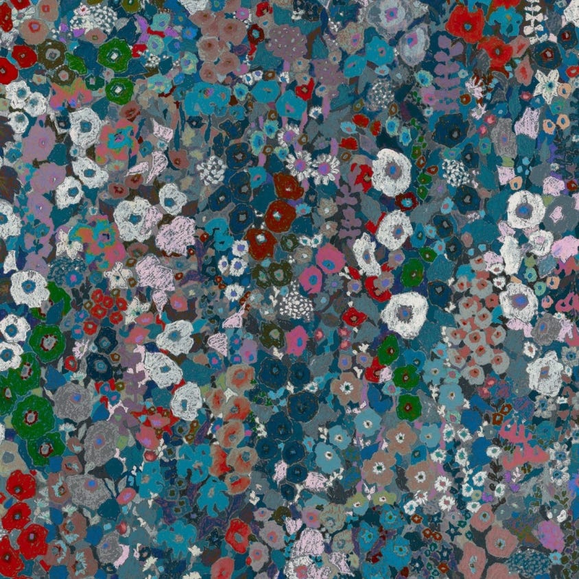 Hollyhocks Wallpaper - Winter - House of Hackney - 1-WA-HOL-DI-WIT-XXX