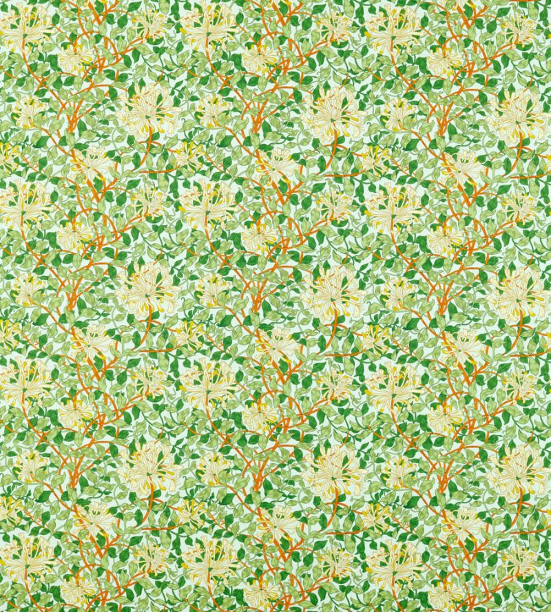 Honeysuckle Fabric - Sky/Burnt Orange - Morris & Co - 226985 - Premier Wallcovering