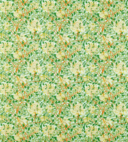 Honeysuckle Fabric - Sky/Burnt Orange - Morris & Co - 226985 - Premier Wallcovering