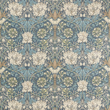 Honeysuckle & Tulip Fabric - Woad/Thyme - Morris & Co - 227242 - Premier Wallcovering