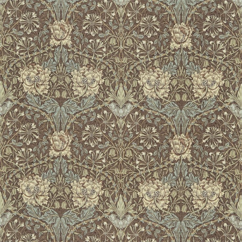 Honeysuckle & Tulip Fabric - Bullrush/slate - Morris & Co - DMORHO201 - Premier Wallcovering