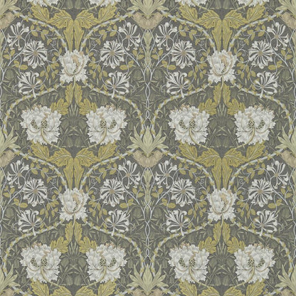 Honeysuckle & Tulip Wallpaper - Charcoal/Gold - Morris & Co - 216827 - Morris Wallpaper