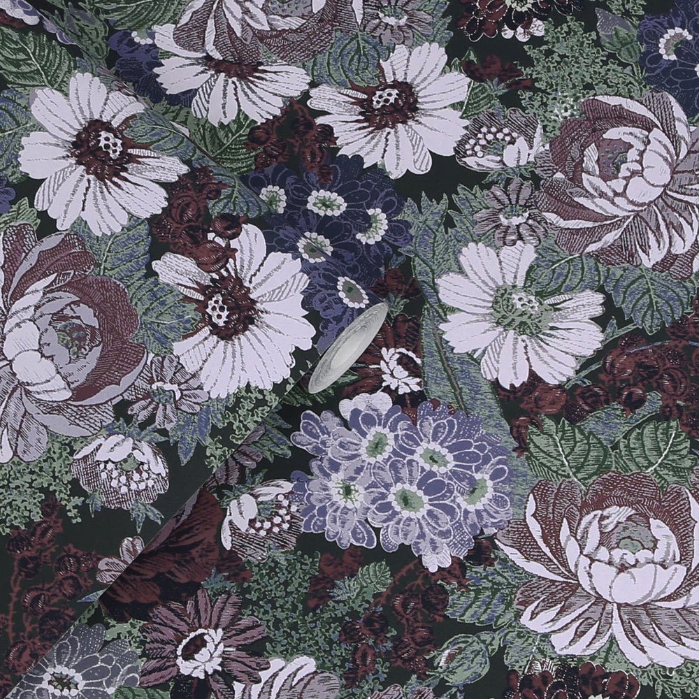Honnington Peonies Wallpaper - Blackberry Purple - Laura Ashley - 121088 - Premier Wallcovering