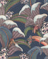 Hoopoe Leaves Wallpaper - Denim, Forest Green & Magenta on Midnight - 119/1006 - Cole & Son - Premier Wallcovering