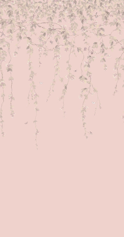 Hummingbirds Flora Wallpaper - Stone on Rose Quartz - 124/2014 - Cole & Son - Premier Wallcovering