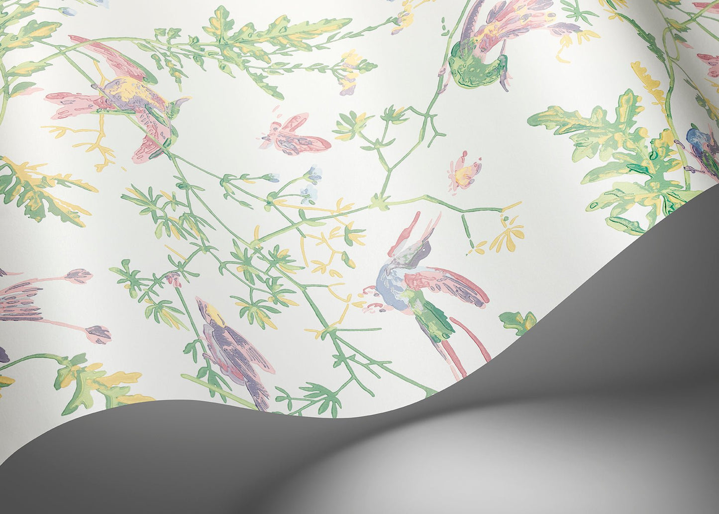 Hummingbirds Wallpaper - Blush, Sage, & Mulberry on Cream - 124/1001 - Cole & Son - Premier Wallcovering