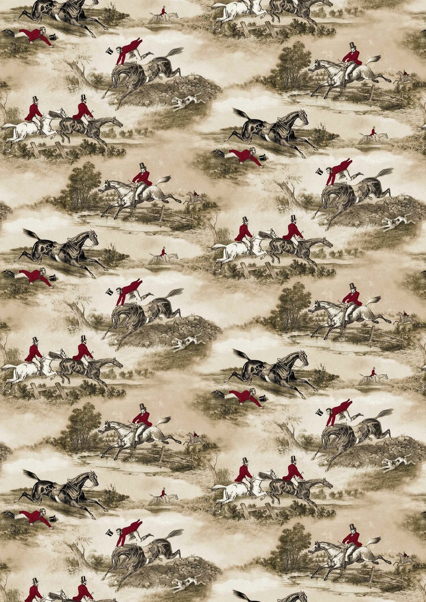 Lewis & Wood - Hunting Scenes - Beige - Premier Wallcovering