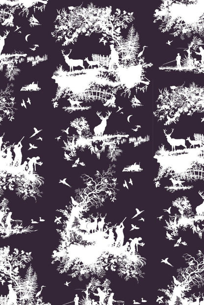 Hunting Toile Wallpaper - White on Peregrine - Timorous Beasties - TB/HTOIL/5004/09 - Premier Wallcovering
